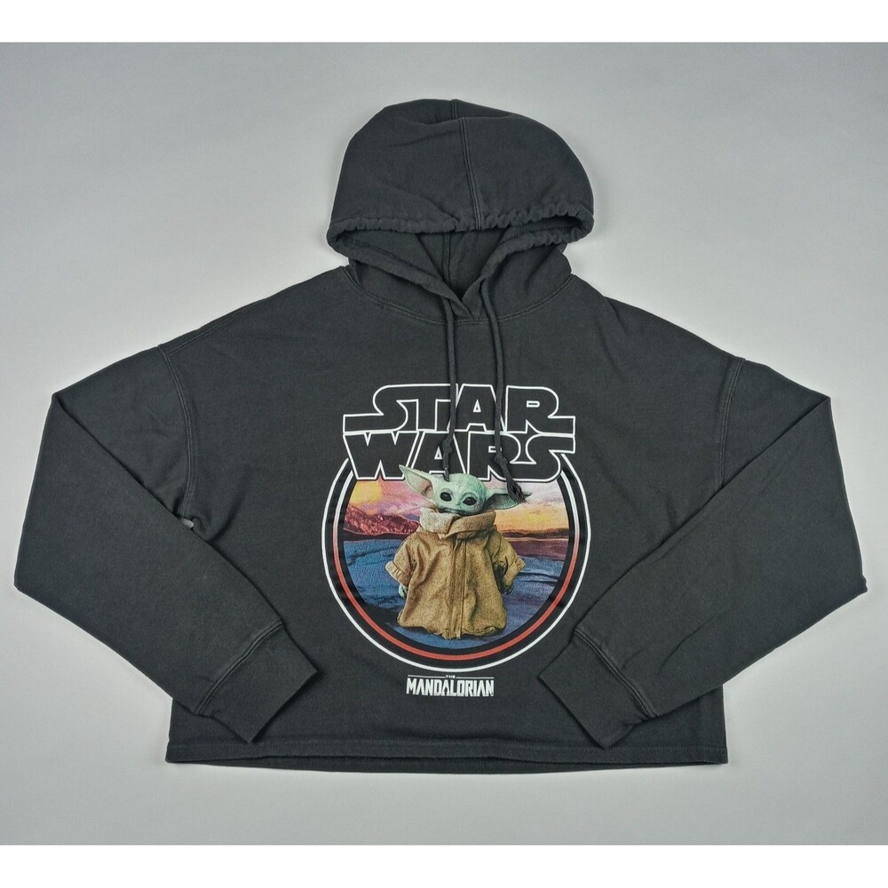 STAR WARS Mandalorian Hoodie Sweatshirt Cropped Sweater Women's Large Pullover